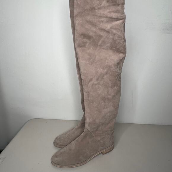 Stuart Weitzman Taupe Suede Rocker Chic Slouchy Boots Size 7.5 - Picture 5 of 13
